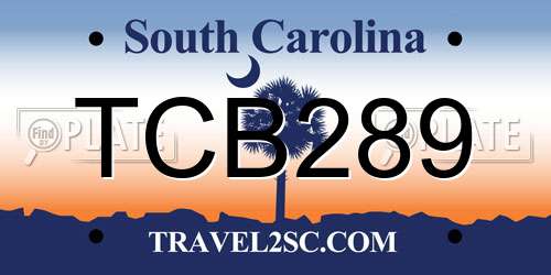 TCB289 South Carolina License Plate