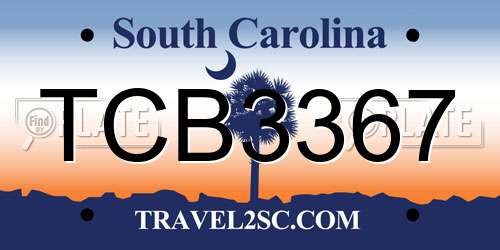 TCB3367 South Carolina License Plate
