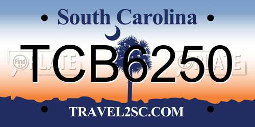 TCB6250 South Carolina License Plate