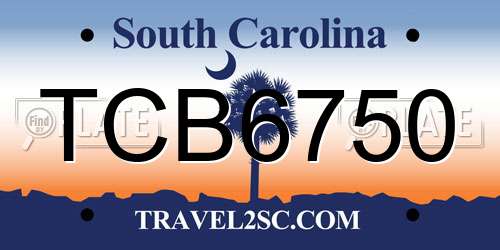 TCB6750 South Carolina License Plate