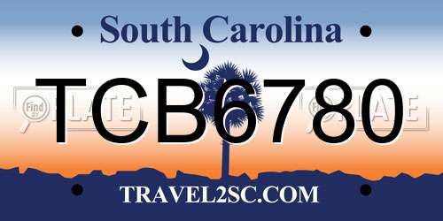 TCB6780 South Carolina License Plate