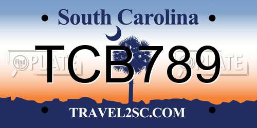 TCB789 South Carolina License Plate