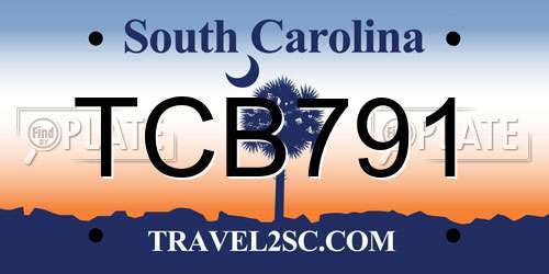 TCB791 South Carolina License Plate