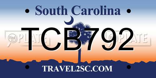 TCB792 South Carolina License Plate