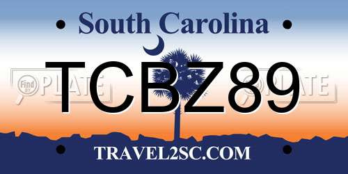 TCBZ89 South Carolina License Plate