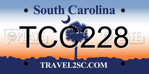 TCC228 South Carolina License Plate