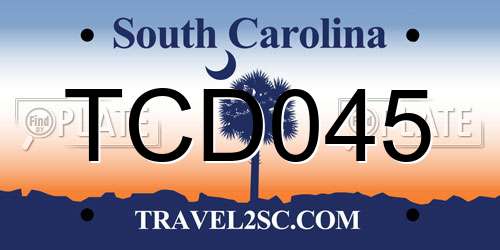 TCD045 South Carolina License Plate