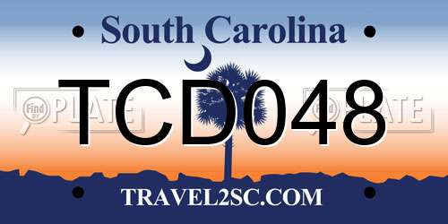 TCD048 South Carolina License Plate