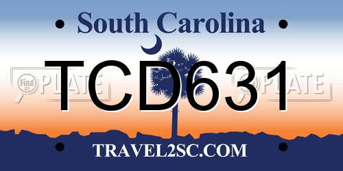 TCD631 South Carolina License Plate