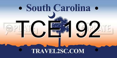 TCE192 South Carolina License Plate