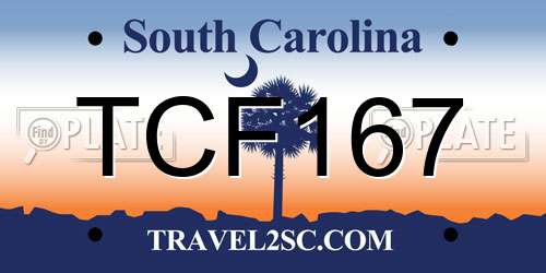TCF167 South Carolina License Plate