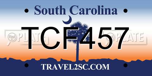 TCF457 South Carolina License Plate