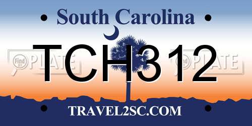 TCH312 South Carolina License Plate