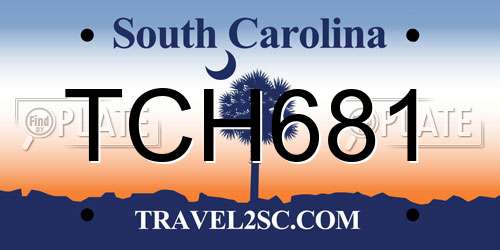 TCH681 South Carolina License Plate