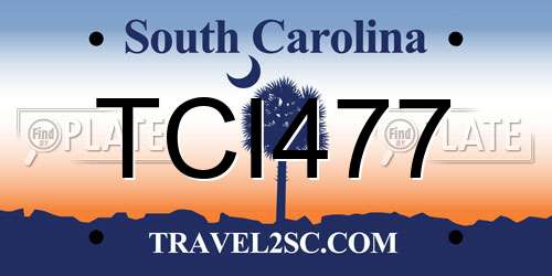 TCI477 South Carolina License Plate