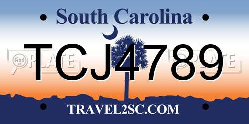 TCJ4789 South Carolina License Plate