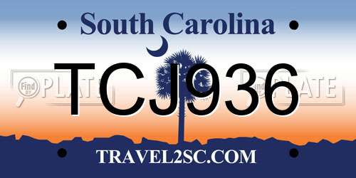 TCJ936 South Carolina License Plate