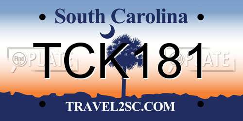 TCK181 South Carolina License Plate