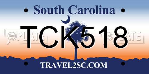 TCK518 South Carolina License Plate