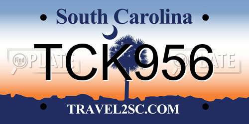 TCK956 South Carolina License Plate