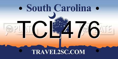 TCL476 South Carolina License Plate