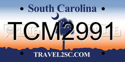 TCM2991 South Carolina License Plate