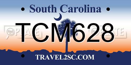 TCM628 South Carolina License Plate