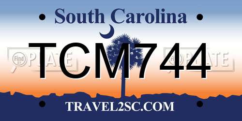 TCM744 South Carolina License Plate
