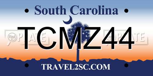 TCMZ44 South Carolina License Plate