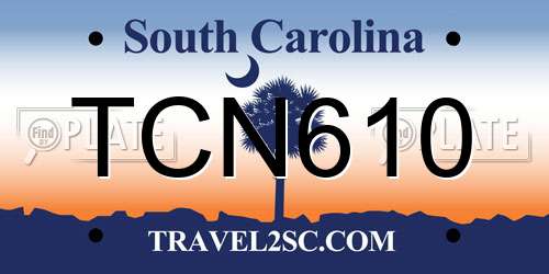 TCN610 South Carolina License Plate