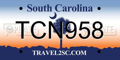 TCN958 South Carolina License Plate