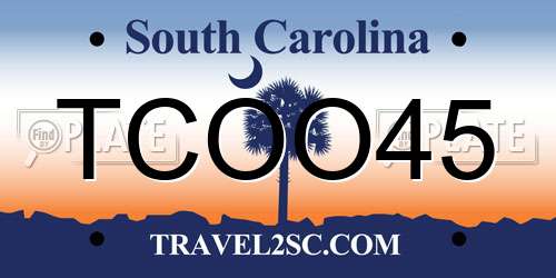 TCOO45 South Carolina License Plate