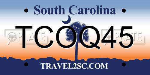 TCOQ45 South Carolina License Plate