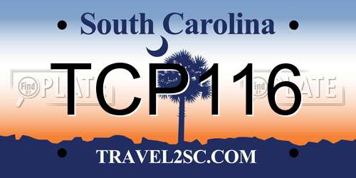 TCP116 South Carolina License Plate