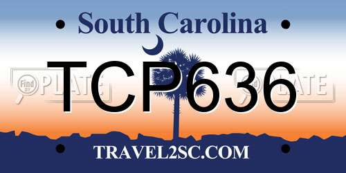 TCP636 South Carolina License Plate