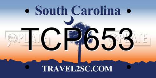 TCP653 South Carolina License Plate