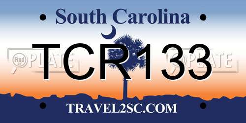 TCR133 South Carolina License Plate