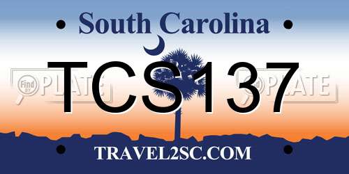 TCS137 South Carolina License Plate