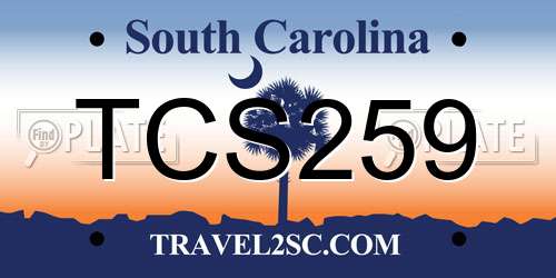 TCS259 South Carolina License Plate