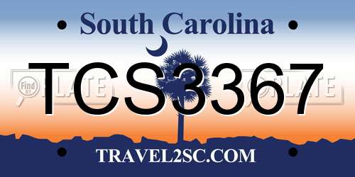TCS3367 South Carolina License Plate