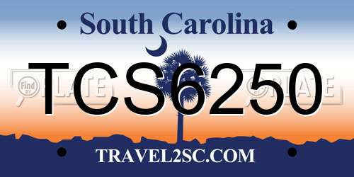 TCS6250 South Carolina License Plate
