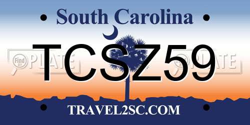 TCSZ59 South Carolina License Plate