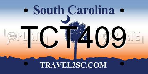 TCT409 South Carolina License Plate