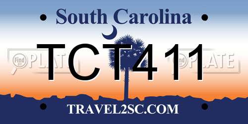 TCT411 South Carolina License Plate