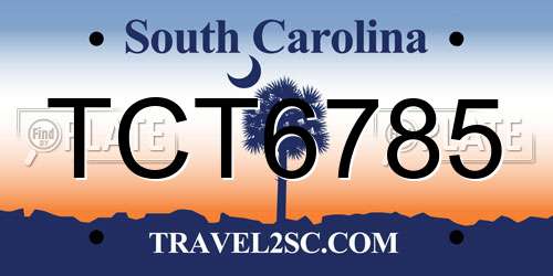 TCT6785 South Carolina License Plate