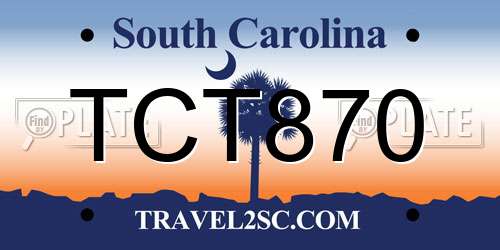 TCT870 South Carolina License Plate