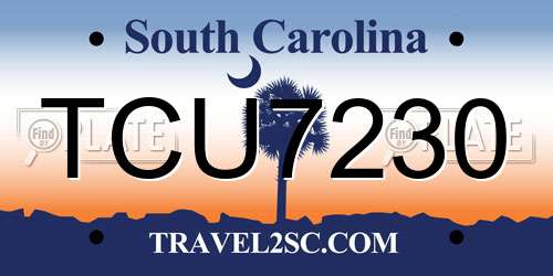 TCU7230 South Carolina License Plate
