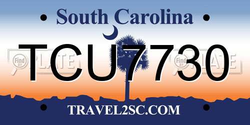 TCU7730 South Carolina License Plate