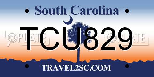 TCU829 South Carolina License Plate