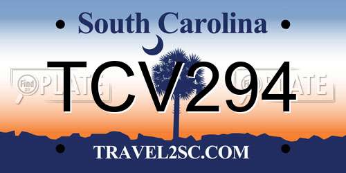 TCV294 South Carolina License Plate